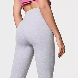 Leggings de yoga pour femmes, taille haute, couleur unie, longueur intégrale, extensibles dans quatre directions, taille élastique, matière spandex et polyester - Product Image 3