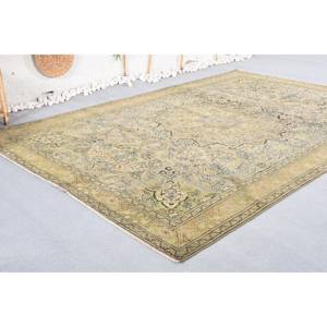 Tapis Vintage Turc Classique Vert Beige Laine 6.3 'X 9.5' Tapis En Peluche Fait Main Patchwork Latex Rectangle Couloir Nouveau Design - Product Image 3