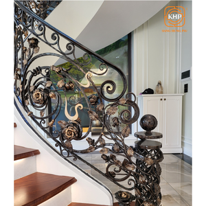 Barandilla de Escalera de Hierro Forjado de Alta Calidad KHP, Balcón Interior con Revestimiento de Vinilo, Hecho a Mano, Resistente al Óxido, Diseño Moderno, Villa de Lujo - Product Image 4