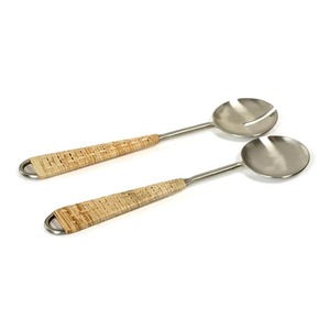 Set de service à salade à manche rond en résine verte Set de service à salade plaqué or en acier inoxydable de haute qualité avec poignée étonnante - Product Image 4