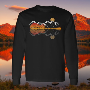 T-shirt à manches longues Guitar Lake Mountain Reflections, design artistique pour musicien - Product Image 3