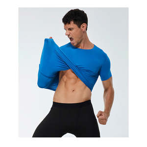 Hauts de gymnastique à manches courtes pour hommes de haute qualité personnalisés T-shirts de compression sportifs Vente en gros d'usine pour l'amincissement du corps - Product Image 6