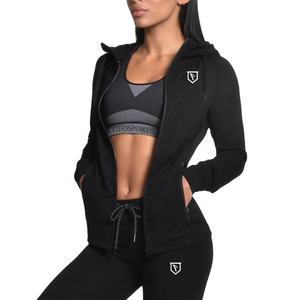 ชุดวอร์มผ้าถักผสมสแปนเด็กซ์/คอตตอนแบบรักษ์โลก แขนยาว สีพื้น ซิปหน้า พร้อมโลโก้สั่งทำด้านหน้า สำหรับผู้หญิง - Product Image 1