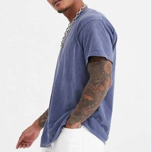 เสื้อยืดผ้าฝ้าย100% วินเทจแอซิดแบบแอซิดสำหรับผู้ชายคอกลมโอเวอร์ไซส์220gsm ปล่อยไหล่ตกเสื้อผ้าแนวสตรีทพร้อมผ้าถักตามสั่ง - Product Image 2