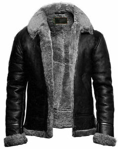 Blouson aviateur en cuir d'agneau véritable B3 pour homme, doublure en peau de mouton, chaud pour l'hiver, logo personnalisé, XS, vente en gros, OEM - Product Image 1