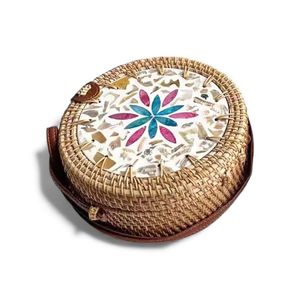 กระเป๋าสะพายไหล่หวายแฟชั่น ลายมุก สำหรับเครื่องประดับสไตล์ธรรมชาติและการสวมใส่ในชีวิตประจำวัน - Product Image 3