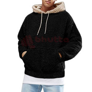 Nouveau Style de mode sur mesure Logo Design Basics coton mélangé doux chaud hiver Sherpa à capuche hommes 100% coton polaire à capuche - Product Image 1