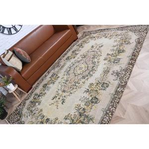 Vintage Turkish Large Rug 5.5x9.5 ft, Brown <b>Yellow</b> Ombr Rug - Product Image 5