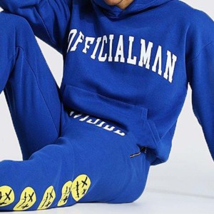 Designer de luxe hommes 2 pièces chaud survêtement personnalisé Jogging survêtement à capuche élastique respirant blanc solide motif Plus hiver - Product Image 5