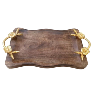 Customizable Wooden Serving <b>Tray</b> with Solid Pattern Standard Catering <b>Tray</b> <b>Snacks</b> Dessert Platter with Olive Branch Handle - Product Image 3