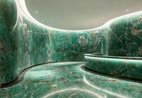 Luxuriöse Transluzente Amazoni-Grüne Granitplatte Naturstein für Innenräume Hotel Wohnzimmer Wände und Pilla Bartisch-Design