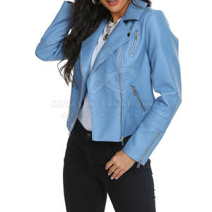 Chaqueta de cuero transpirable de moda para mujer con cuello levantado MOQ bajo Venta directa de fábrica - Product Image 4