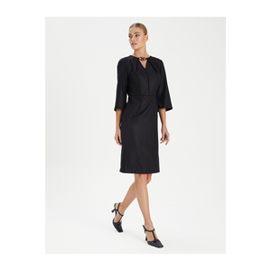 VISKON KARISIM YAKA DETAYLI MIDI ELBISE Robes - Product Image 1