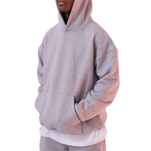 High Quality Oversized Men's <b>Hoodie</b> Custom Logo Plus Size French Terry Cotton Thick Blank Plain Heavyweight Pullover No <b>String</b> - Product Image 2