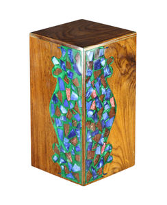 Urne de crémation en bois pour adultes faite à la main avec incrustation de résine bleue accessoires de cercueil de souvenir funéraire commémoratif pour l'enterrement - Product Image 3