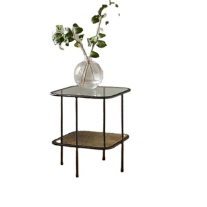 Table d'appoint élégante pour décoration de maison, hôtel, couleur noire, mobilier d'intérieur au Design moderne, Table en métal, verre, thé, Table basse - Product Image 6