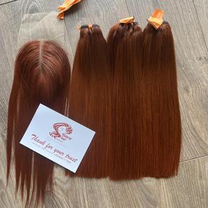 Top Vendor Set 3 Bundle Burnt Oranges Colored and 1Lace Closure Bone Straight Virgin Vietnamese <b>Human</b> <b>Hair</b> <b>Wigs</b> for Black Women - Product Image 5