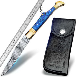 Cuchillo de caza táctico de acero de Damasco de alto rendimiento, gancho de tripa Tang completo, soporte OEM personalizado para acampar al aire libre, madera DIY - Product Image 6