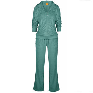 Ropa deportiva ajustada de último estilo para mujer, chándales de invierno de tela transpirable, chándales de terciopelo de diferentes colores sólidos con logotipo personalizado - Product Image 1