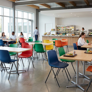 <b>Stackable</b> Plastic Polypropylene Canteen <b>Chair</b> Steel Frame Chrome Powder-Coated Durable Lightweight 8 Colors for Restaurant - Product Image 5