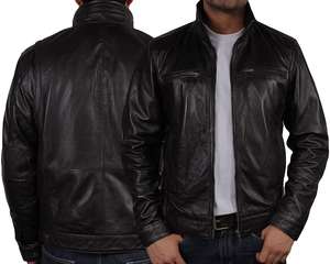 Veste à capuche classique à col montant en cuir de vache vieilli vintage pour hommes, style rue haute avec fermeture à glissière sur le devant - Product Image 5