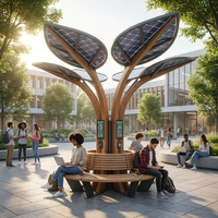 Banc solaire intelligent pour extérieur - Station de charge USB/sans fil alimentée par l'énergie solaire avec éclairage LED pour parc public et ville intelligente