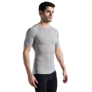 T-shirt de compression pour homme, coupe ajustée, séchage rapide, polyester et élasthanne, extensible sur le devant, pour la gym, l'entraînement, les performances athlétiques, personnalisable OEM, marque privée - Product Image 2
