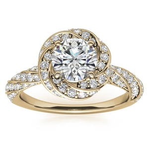 Bague en forme de fleur de rose avec pierre moissanite intégrée sur une bande torsadée en argent 925 Bague en or de designer personnalisée et élégante - Product Image 4