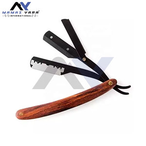 Rasoirs de rasage droits professionnels pour hommes avec manche en bois rouge, meilleure lame de rasage remplaçable pour les barbiers - Product Image 1
