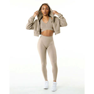 55% coton 45% Spandex goutte épaule Style surdimensionné coupe courte lin femmes classique Capital pleine fermeture éclair à capuche - Product Image 2