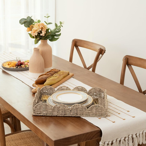 Vente en gros Plateau en jonc de mer festonné de ferme pour la décoration et l'organisation de la maison de la table basse fabriqué au Vietnam - Product Image 4