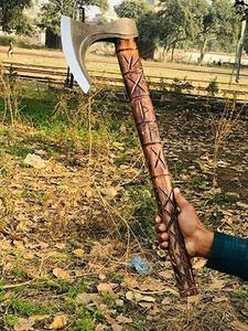 NM Industrial Grade Damascus Steel Custom Handmade Hunting <b>Axe</b> Head Ash Wood Handle 18-Inch Overall Length Outdoor <b>Camping</b> - Product Image 2