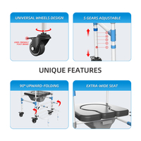 Chaise de douche et de toilette roulante portable pour personnes âgées, handicapées et en post-chirurgie