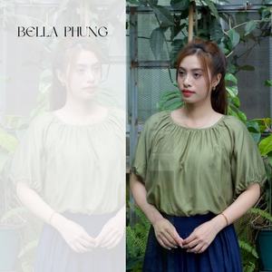 Elegant Formal Blouses for Women with Plaid Pattern Short Sleeves 50% Silk 50% <b>Linen</b> High Quality Woven Rayon Relaxed Loose Fit - Product Image 1