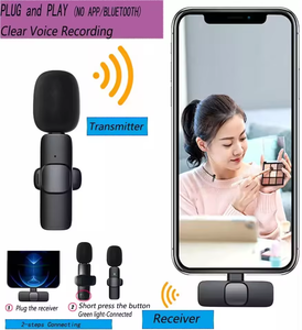 Toptan ucuz fiyat k8 k9 taşınabilir Mini klip telefon mikrofon cep telefonu iPhone için kablosuz yaka yaka mikrofonlar - Product Image 2
