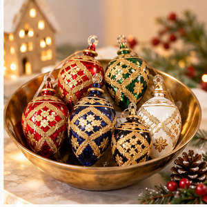 Adornos Navideños Gigantes Egipcios Coleccionables y Únicos, Bolas de Cristal Hechas a Mano con Grabado en Oro de 24K, Personalizables, de Lujo para Árbol - Product Image 4