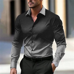 Nouveau Design élégant manches longues personnalisé décontracté 3D imprimé hommes chemises chemises de haute qualité 100% coton chemises - Product Image 5