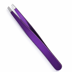 Pinzas Profesionales de Acero Inoxidable de Primera Calidad, Duraderas, Color Morado, Punta Inclinada, Herramienta de Belleza para Depilación de Precisión - Product Image 1