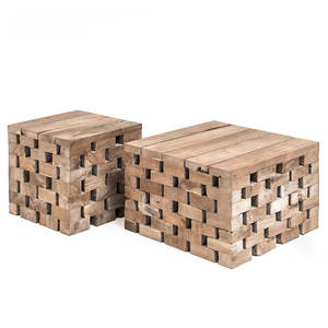 Table basse Puzzle en bois de teck de haute qualité avec une couleur naturelle pour une utilisation en extérieur. - Product Image 6