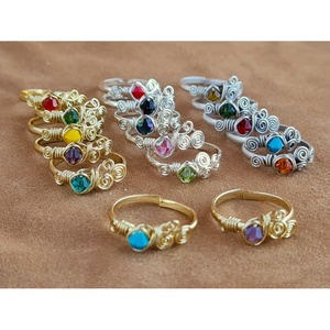 Vibrant Stone Fashion <b>Rings</b> <b>Gold</b> and Silver Plated Wire Wrap for Resale - Product Image 3