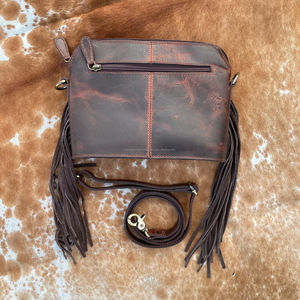 New Western Hand Tooled Leather Sunflower Crossbody Fringe Bag High Quality Handmade Genuine Leather Shoulder Purse for Women's - Product Image 5