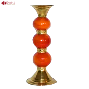 Bougeoir marocain en métal artisanal, chandelier martelé à la main en Bronze-rouge - Product Image 1