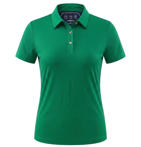 เสื้อโปโลผู้หญิงพรีเมียม 200 GSM ผ้าโพลีเอสเตอร์ผสมสแปนเด็กซ์ ทรงริบ สีเขียวล้วน เนื้อผ้านุ่ม ยืดหยุ่นได้ ปักโลโก้ตามสั่ง เสื้อโปโลผู้หญิง - Product Image 1