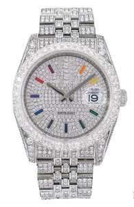 Reloj de Lujo Personalizado con Diamantes de Moissanita, Movimiento Automático de Acero Inoxidable, Correa de Cuero, Estilo Analógico, Elegante, Hip Hop, Colorido - Product Image 4