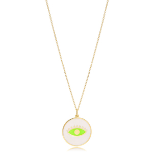 Collar con Colgante de Zirconia y Esmalte, Diseño Moderno, Hecho a Mano en Turquía, Plata de Ley 925, Regalo de Boda para Mujer - Product Image 1