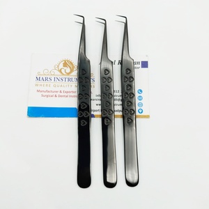 Professional Stainless Steel Plasma <b>Black</b> 90 Degree <b>Heart</b> Design Eyelash Extension Tweezers Smooth Tip Perfect Grip - Product Image 4