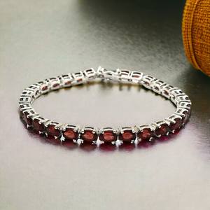 Janbuy เครื่องประดับหิน925เงินสเตอร์ลิงธรรมชาติสีแดงโกเมนอัญมณีหรูหรามีระดับขายส่งราคาจำนวนมาก - Product Image 2