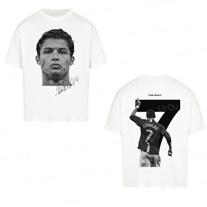 2025 CRISTIANO RONALDO Clásicos Fútbol Superestrella # Camiseta de Manga Corta para Hombre, Diseño Geométrico Teñido con Hilo Estampado, 7super Fashion - Product Image 5