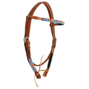 Exclusif fait à la main de la meilleure qualité 100% cuir de vache Western perlé Headstall fabricant en gros fournisseur Saman exportations - Product Image 1