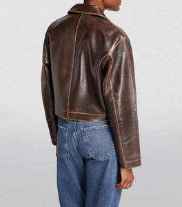 "Chaqueta de cuero de invierno 2025 para mujer Invierno rojo, marrón oscuro, prendas de vestir exteriores de cuero de estilo pakistaní de talla grande" - Product Image 6